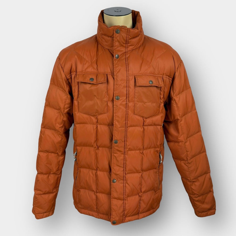 Quiksilver Ghost Tree XL Clay Orange 500 Fill Down Puffer Jacket Pockets Outdoor